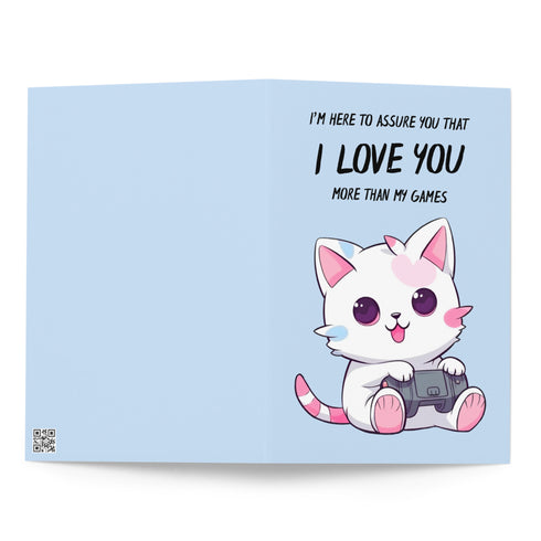 Cute Gamer Cat Valentine's Day Greeting Card